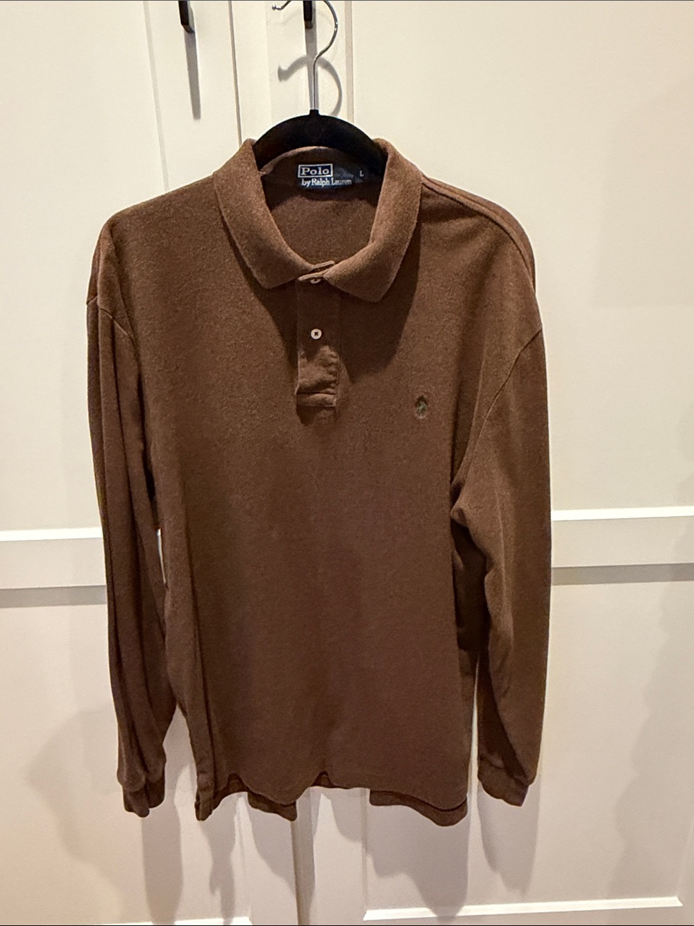 Polo by Ralph Lauren Men’s Long-Sleeve Polo Shirt - Brown 100% Cotton